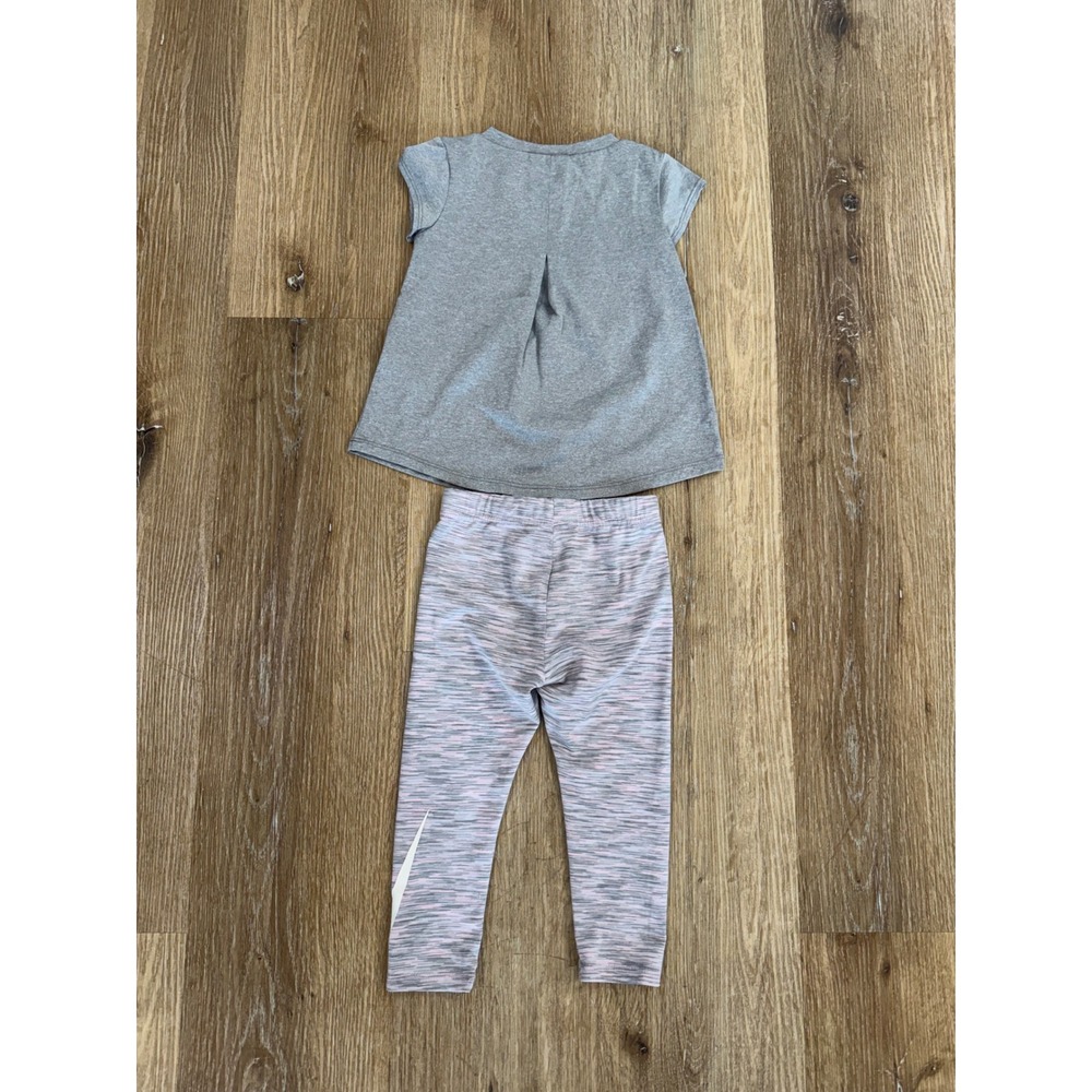Nike Awesome Graphic Tee Space Dye Leggings Set Girls 2T Grey Pink Dri-FIT - Picture 5 of 5